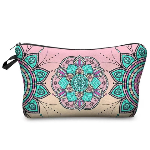 Mandala Muster Polyester Kosmetiktasche Bohemian Reißverschluss Reise Kulturbeutel Make up Aufbewahrungsbeutel Damen