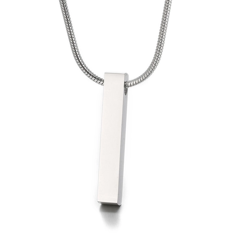 Minimalist Stainless Steel Bar Pendant Necklace 3D Geometric Vertical Pillar Snake Bone Chain For Men Women Unisex Jewelry