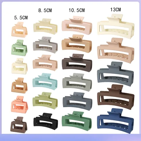 Matte Rectangular Hair Claw Clips Large Geometric Non-Slip Shark Hairpins For Women Thick Hair Daily Styling Plastic