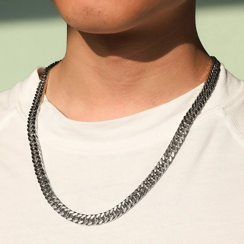 Collana Catena Cuban Link Acciaio Al Titanio Lucidato High Street Hip Hop Punk Gioielli Per Uomini Donne