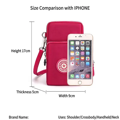 Women Nylon Crossbody Mobile Phone Bag Water Resistant Mini Shoulder Purse With Multi Zipper Layers For Travel