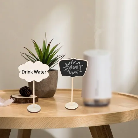 Mini Wood Blackboard Message Board Tabletop Stand Wedding Party Decor Garden Plant Labels Heart Cloud Shapes Ornament