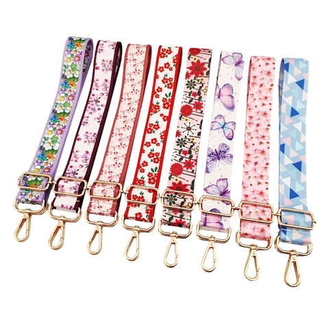 Correa de Hombro Ancha Ajustable con Estampado Floral para Mujer Reemplazo de Correa de Bolso Cruzado con Hebilla de Metal Dorado