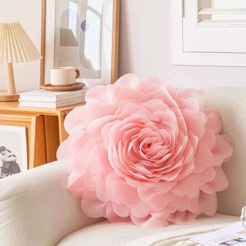 3D Tulle Flower Throw Pillow Cover Decorative Floral Cushion For Sofa Bed Living Room French Luxury Style