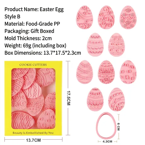 Stampo Per Biscotti Uovo Di Pasqua Plastica Tipo Pressa Motivo In Rilievo Strumenti Da Forno DIY Per Cucina