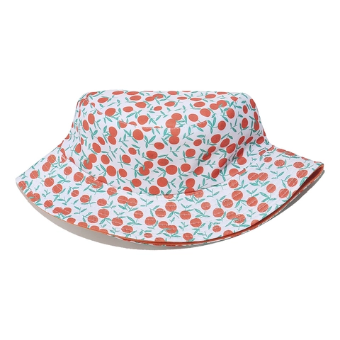 Wende-Anglerhut Damen Polyester Obst Zitrus Druck Sonnenschutz Sommer Strand Faltbar Kawaii Hut