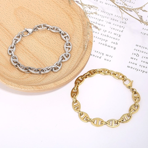 Bracciale A Catena Di Ancora A Naso Di Maiale In Acciaio Inossidabile Gioielli Di Moda Geometrici Minimalisti Per Uomini E Donne