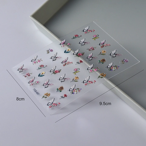 Schmetterling Rose Blume Nagelsticker 5D Geprägt Texturierte Aufkleber Maniküre Dekoration Sweet Cool Ins Style Damen