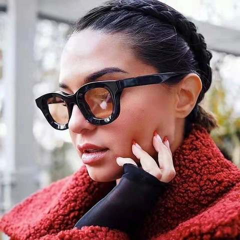 Gafas De Sol Polarizadas Cuadradas Retro Montura Gruesa Rectangular Protección UV400 Moda Hip Hop Punk Hombre Mujer