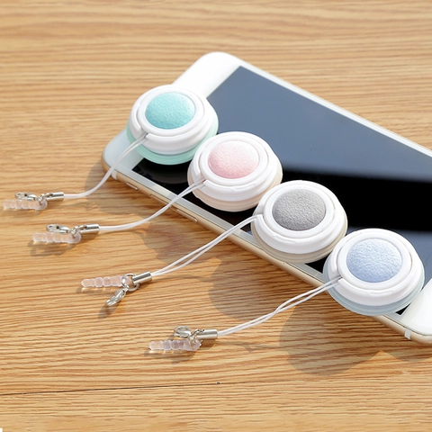 Macaron Shape Phone Screen Cleaner Portable Microfiber Lens Cleaning Cloth With Lanyard Dust Plug For Glasses Screen Tool