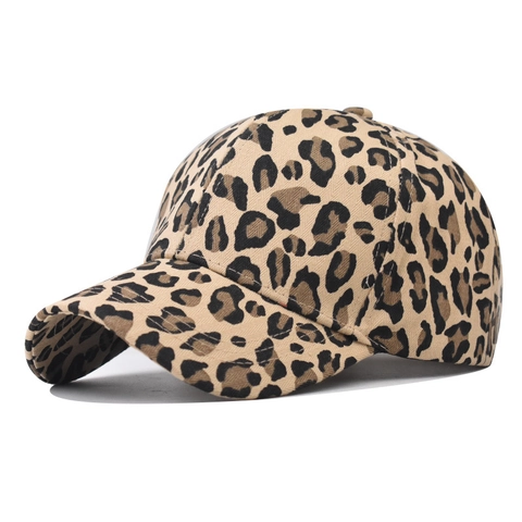Berretto Da Baseball Puro Cotone Stampa Leopardata Visiera Curva Regolabile Traspirante Cappello Alla Moda