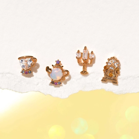 Teapot Cup Candlestick Stud Earrings Copper Zircon Silver Earring Post Geometric Cute Fashion Jewelry For Women