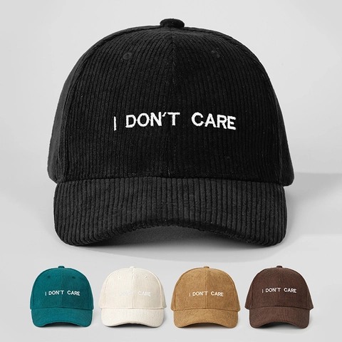 Κοτλέ Καπέλο Μπέιζμπολ Με Κέντημα I Don't Care Vintage Casual Ρυθμιζόμενο Καπέλο Για Ήλιο Street Style Για Άνδρες Γυναίκες