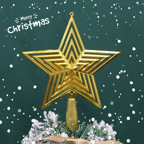 Puntale Per Albero Di Natale Stella Oro Argento Luccicante Stella A Cinque Punte Cava Ornamento Decorazione Natalizia Per Interni