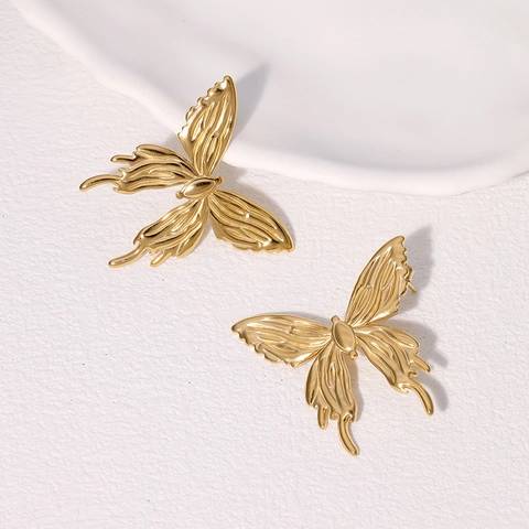 Orecchini A Lobo Farfalla Acciaio Inossidabile Stile Metallo Liquido Minimalista Placcato Oro Gioielli Moda Per Donne Elegante Nicchia