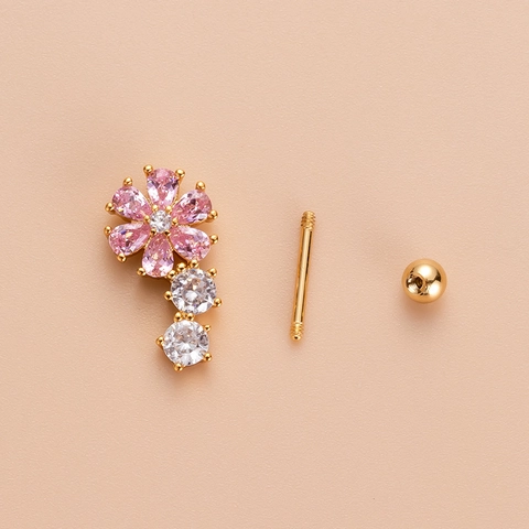 Pendientes De Cartílago Acero Inoxidable Cobre Circón Flor Planeta Geométrico Piercing Joyería Para Mujer