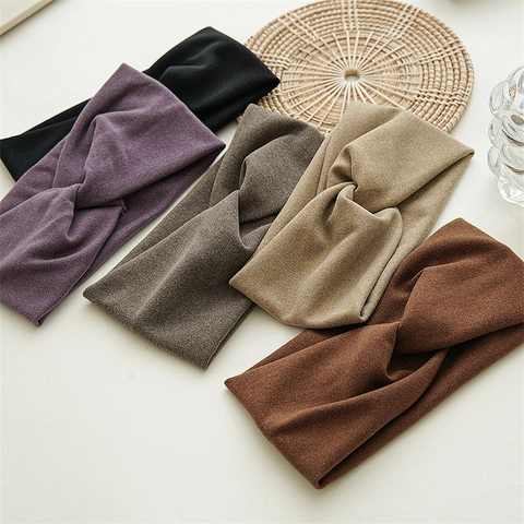 Knotted Headband Fabric Knitted Wide Hair Band Elastic Winter Face Wash Head Wrap Women Fashion Accessory