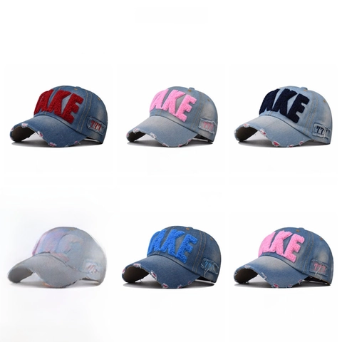 Vintage Washed Denim Baseball Cap With Distressed Design And Embroidery Unisex Adjustable Outdoor Sun Hat