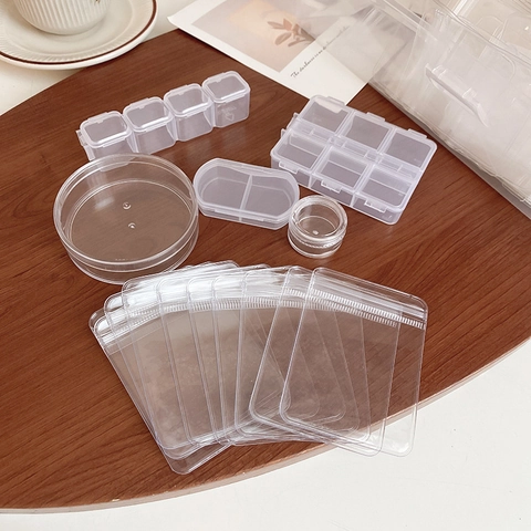 Caja De Almacenamiento De Joyas De Plástico Transparente Portátil Viaje Mini Organizador Antipolvo Para Pendientes Anillos Collar
