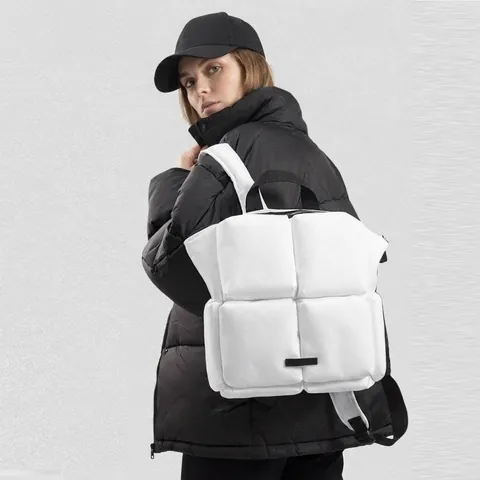 Sac À Dos Puffer Matelassé Cuir Éco Grande Capacité Imperméable Voyage Décontracté Mode Pour Femmes
