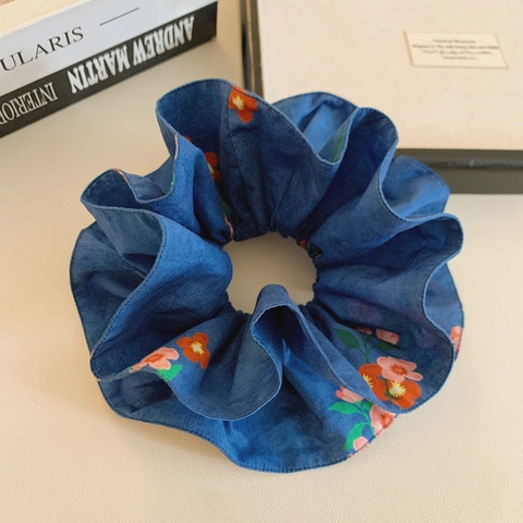 Floral Scrunchies Large Fabric Hair Ties Elastic Ponytail Holder Korean Vintage Hair Accessories For Women Girls