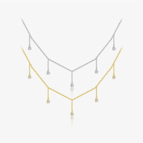 Collar con Colgante de Borla de Plata de Ley 925 para Mujer Cadena Larga Diamantes de Imitación Joyería Geométrica Regalo de San Valentín