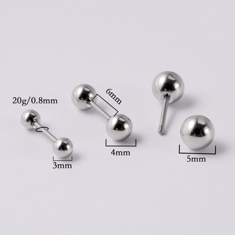 20G Stainless Steel Ball Stud Earrings For Women Men Cartilage Piercing Jewelry Minimalist Small Earrings Gold Silver Black
