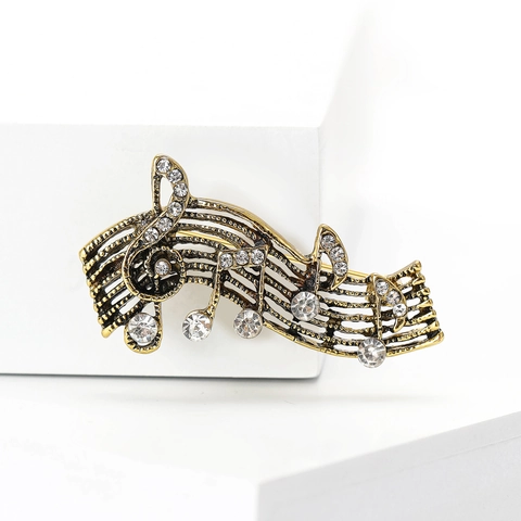 Spilla A Forma Di Nota Musicale In Lega Con Strass Vintage Per Abiti Cappotti Gioielli Di Moda Unisex