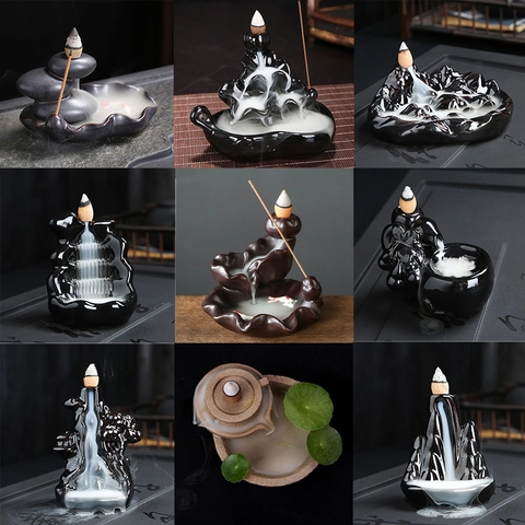 Ceramic Backflow Incense Burner Zen Waterfall Smoke Censer For Home Decor Office Tea Room Yoga Meditation Handmade