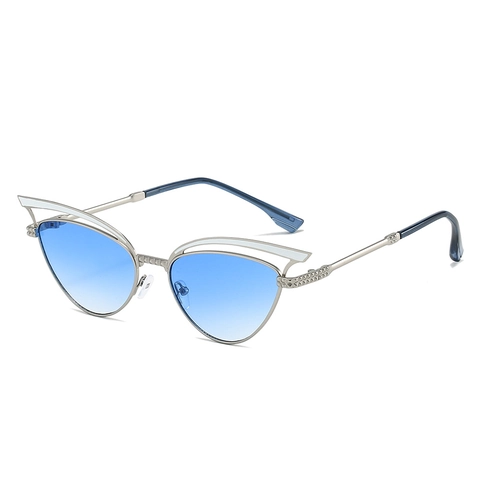 Cat Eye Zonnebril Voor Dames Metalen Hol Frame UV400 Bescherming Gradiënt Lenzen Retro Vintage Mode