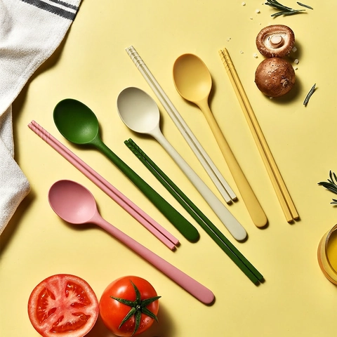 Cucchiaio E Bacchette In Silicone Di Grado Alimentare Resistente Al Calore Antiscivolo Stoviglie Da Cucina Per Bambini E Adulti
