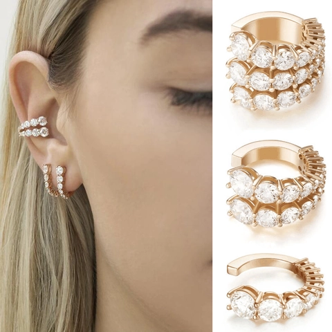Rhinestone Legering Oormanchetten Niet Piercing C Vorm Multi Layer Mode Clip Op Oorbellen Voor Vrouwen