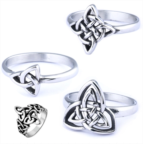 Edelstahl Keltischer Knoten Ring Retro Triquetra Trinity Band Vintage Nordisch Wikinger Stil Schmuck Für Herren Damen