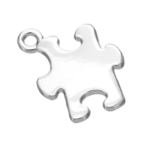 Puzzle Piece Pendant Alloy High Polished Glossy Metal Jigsaw Shape DIY Necklace Jewelry Charm For Men Women