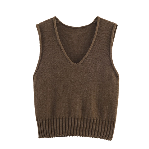 Gilet In Maglia Da Donna Scollo A V Senza Maniche Maglione Tinta Unita Vestibilità Aderente Casual Versatile Poliestere