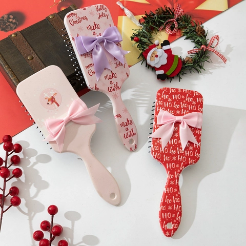 Spazzola Per Capelli Con Cuscinetto D'Aria Di Natale ABS Massaggio Cuoio Capelluto Districante Con Fiocco Regali Per Donne Bambini