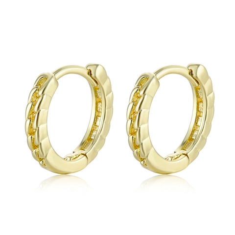 Pendientes De Aro Minimalistas De Cobre Bañado En Oro De 18K Con Poste De Plata Diseño De Cadena Retorcida Huggies Para Mujer