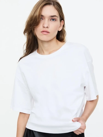 T-Shirt Oversized Donna Retro Lavato Distressed Puro Cotone Heavyweight Girocollo Spalle Cadenti Top Casual Ampio