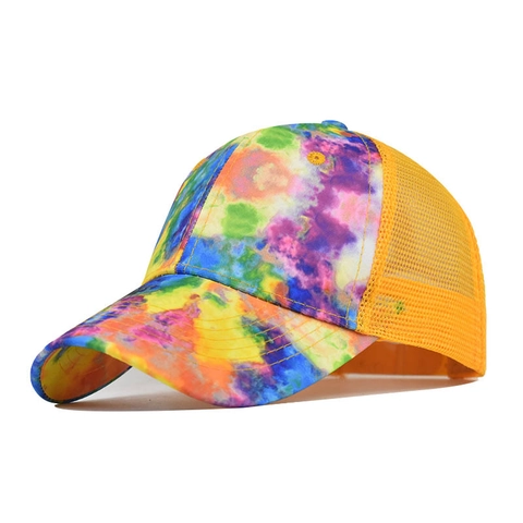 Berretto Da Baseball Tie-Dye Cotone Poliestere Mesh Traspirante Trucker Hat Regolabile Cappello Da Sole Sport