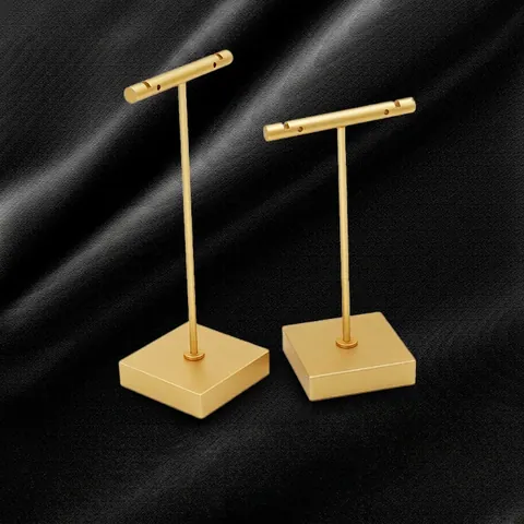 Minimalist Metal Jewelry Display Stand T-Bar Earring Holder With Weighted Base For Countertop Necklace Showcase Organizer