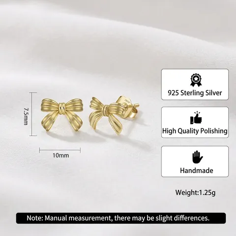 925 Sterlingsilber Schleife Ohrstecker Elegante Strukturierte Schleifenknoten Ohrringe Für Damen Gold Silber Plattiert Süßer Schmuck