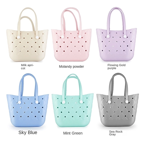 EVA Wasserdichte Strandtasche Große Kapazität Hohl Loch Design Diamant Gitter Handtasche Für Frauen Lässige Reisen