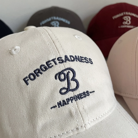 Fashion B Letter Embroidered Baseball Cap Pure Cotton Adjustable Soft Top Curved Brim Casual Outdoor Sunshade Hat