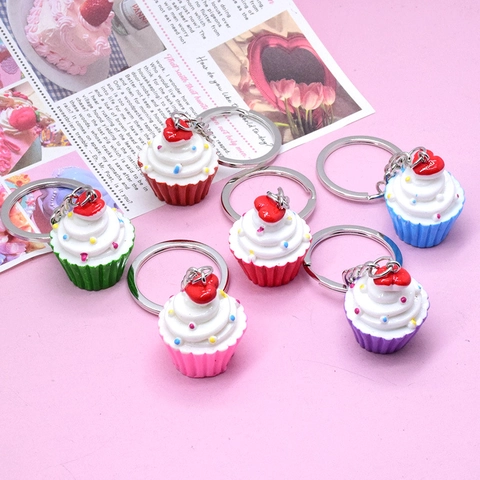 Llavero De Cupcake Simulación Postre Resina Decoración Corazón Dulce Kawaii Bolso Encanto Accesorio Colorido Novedad