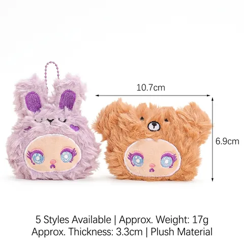 Simpatico Portachiavi Animale In Peluche Ciondolo Bambola Ricamata In Ecopelliccia Per Borse