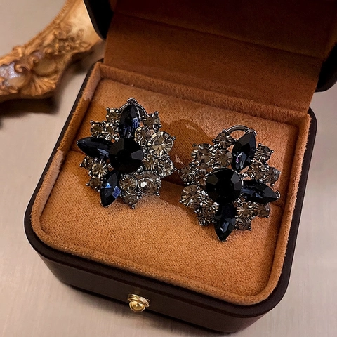 Orecchini A Fiori Con Strass E Perno In Argento Sterling 925 Gioielli Vintage In Lega Per Donna