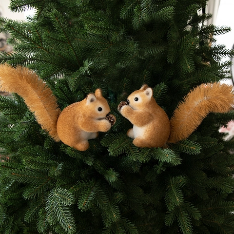 Ornamenti Per Albero Di Natale Scoiattolo Realistici Simulazione Animale Appeso Pendenti Decorazione Festiva Marrone