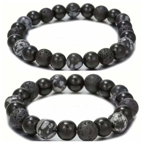 Natural Stone Beaded Bracelets Elastic Yoga Healing Energy Jewelry For Couples Unisex Tiger Eye Lava Rock White Turquoise