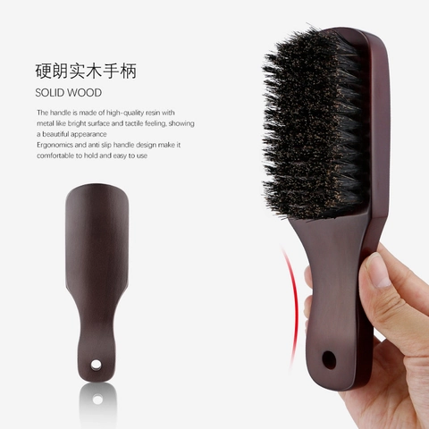 Boar Bristle Beard Brush Solid Wood Handle Men Grooming Oil Hair Styling Neck Dusting Cleaning Tool
