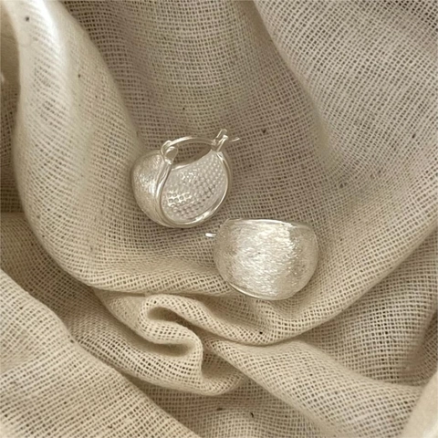 925 Sterling Silber Creolen Mit Gebürsteter Mattierter Textur Minimalistische Geometrische Breite Ohrmanschetten Für Damen